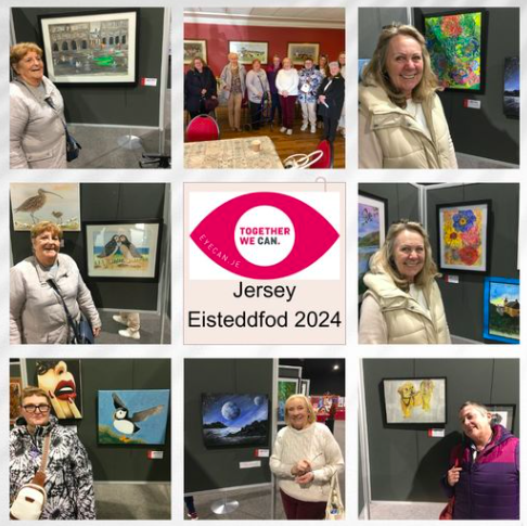 Images show a collage of EYECAN members visiting the Eisteddfod to view their work.